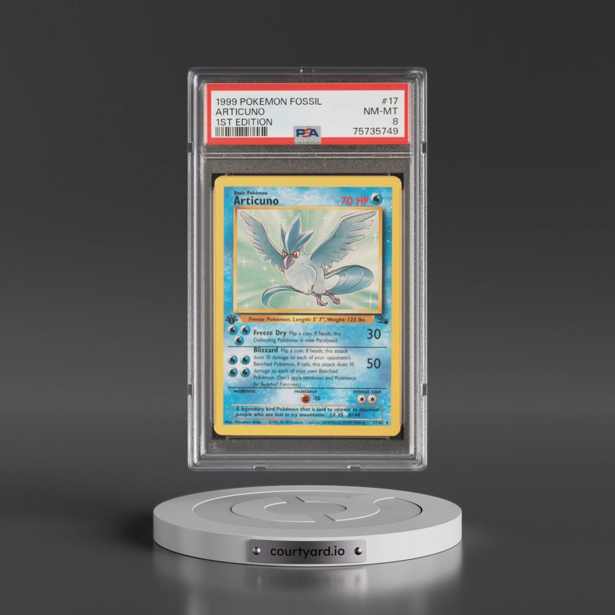 1999 Pokémon Fossil #17 Articuno - 1st Edition (PSA 8 NM-MT)