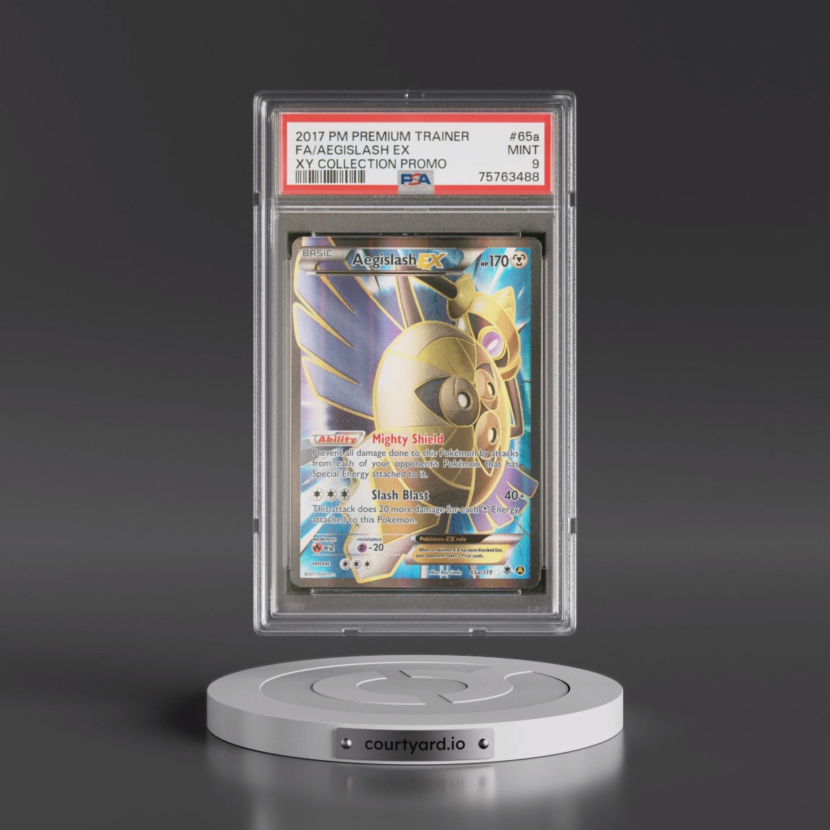 2017 Pokémon Premium Trainer XY Collection Promo #65a Aegislash EX - Holo Full Art (PSA 9 MINT)