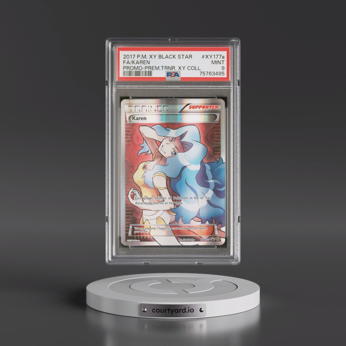 2017 Pokémon XY Black Star Promo #XY177a Karen - Full Art Premium Trainer XY Collection (PSA 9 MINT)