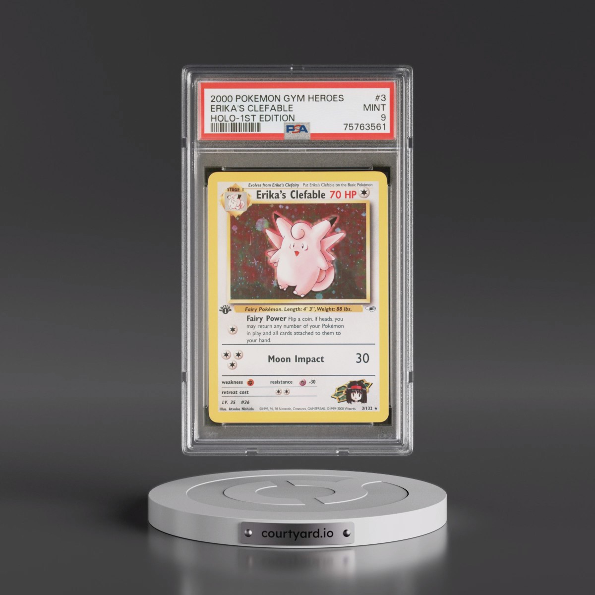 2000 Pokémon Gym Heroes #3 Erika's Clefable - 1st Edition Holo (PSA 9 MINT)