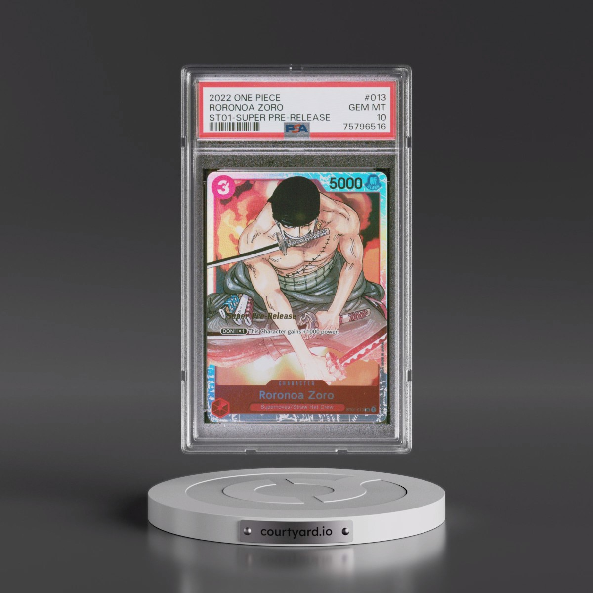 2022 One Piece Starter Deck ST01-Straw Hat Crew #013 Roronoa Zoro - Super Pre-Release (PSA 10 GEM MINT)