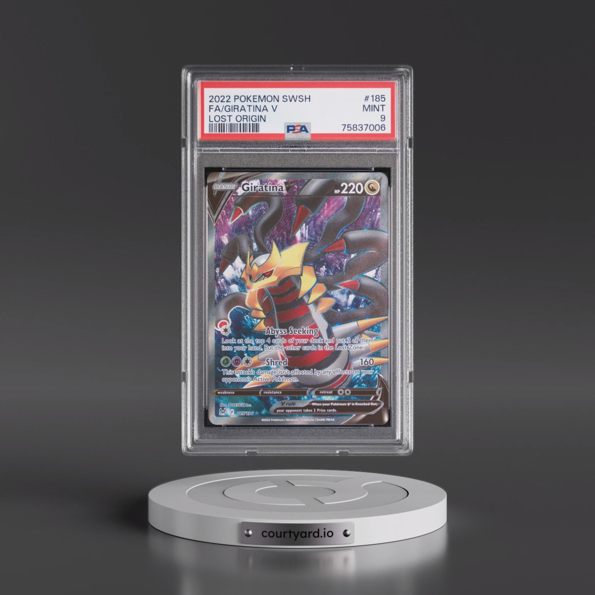 2022 Pokémon Sword & Shield Lost Origin #185 Giratina V - Holo Full Art (PSA 9 MINT)