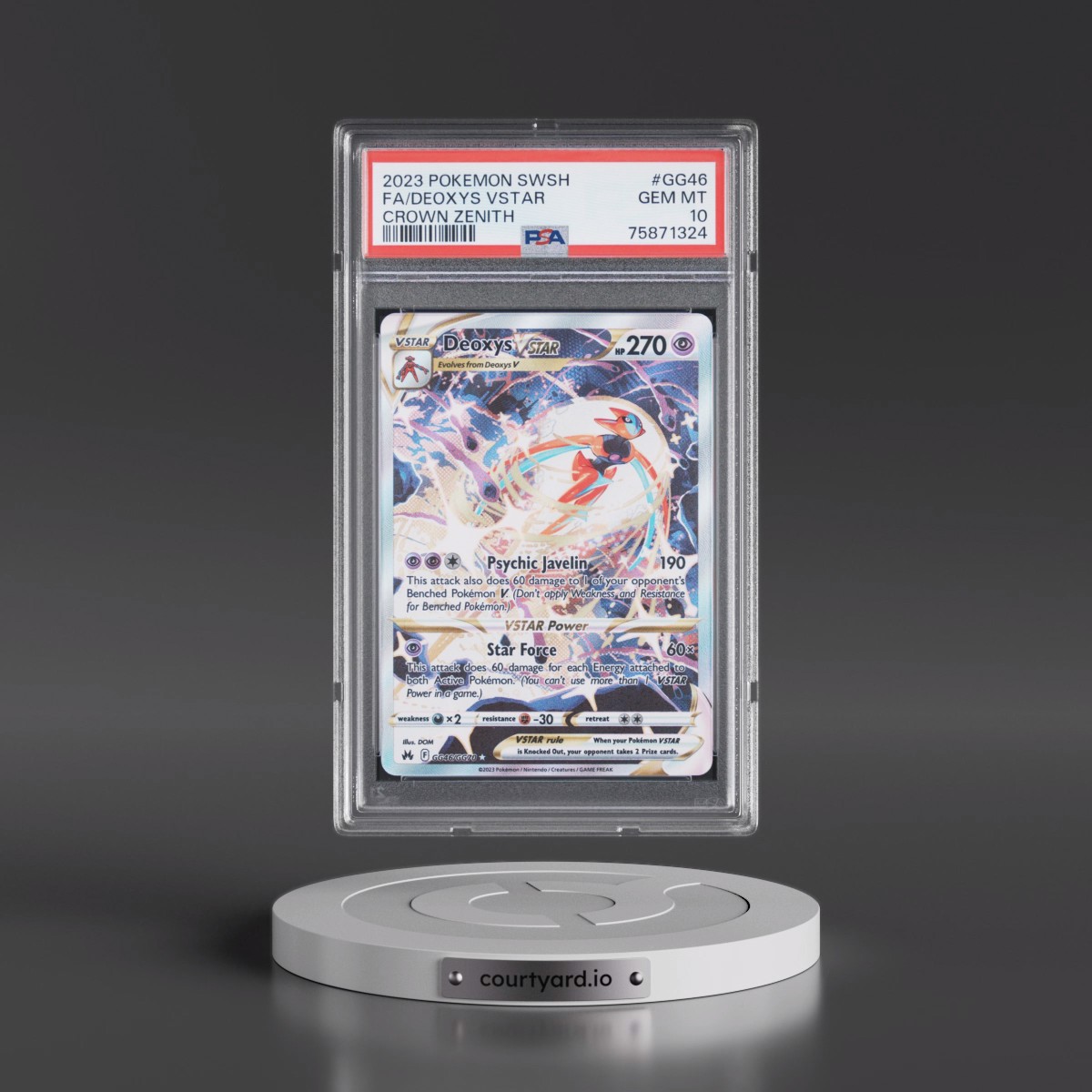 2023 Pokémon Sword and Shield Crown Zenith #GG46 Deoxys Vstar - Full Art (PSA 10 GEM MINT)