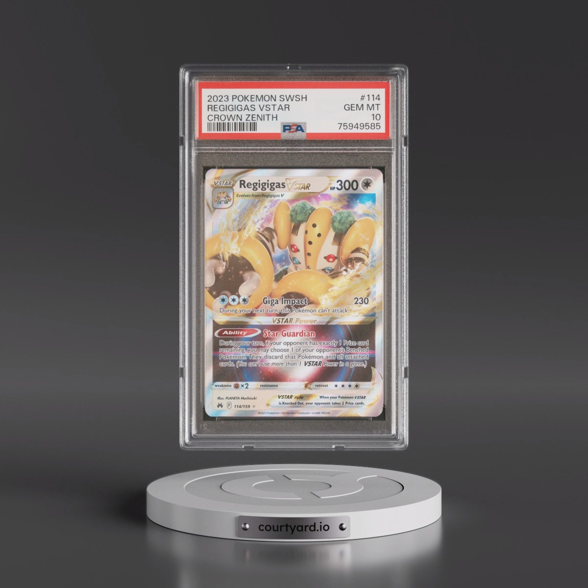 2023 Pokémon Sword and Shield Crown Zenith #114 Regigigas Vstar (PSA 10 GEM MINT)