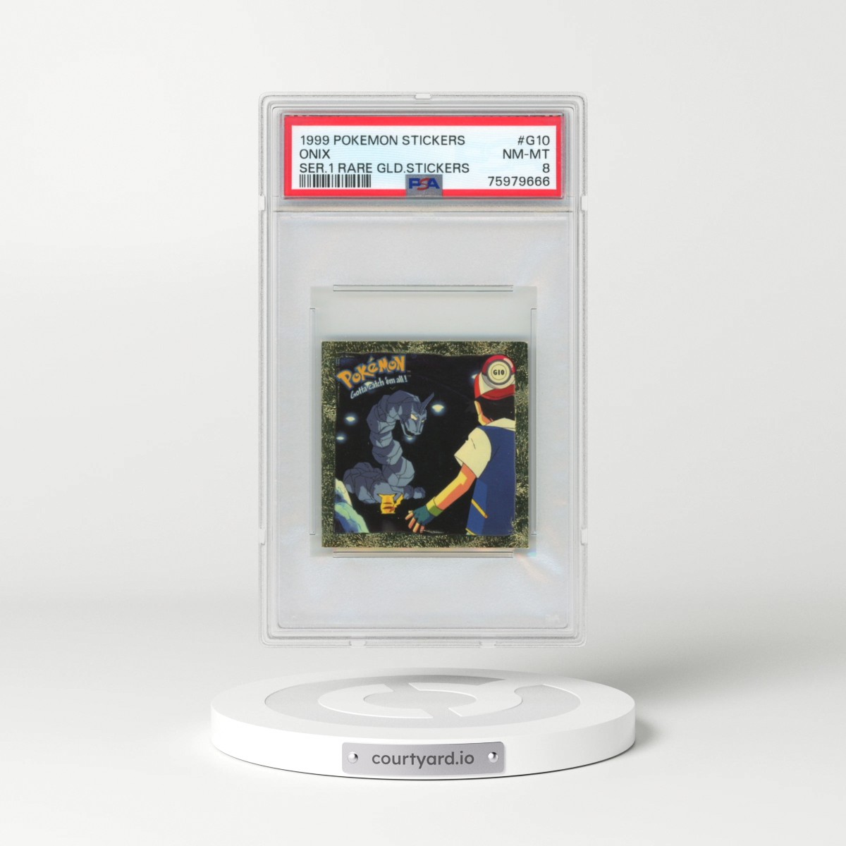 1999 Pokémon Stickers Series 1 Rare Gold Stickers #G10 Onix (PSA 8 NM-MT)