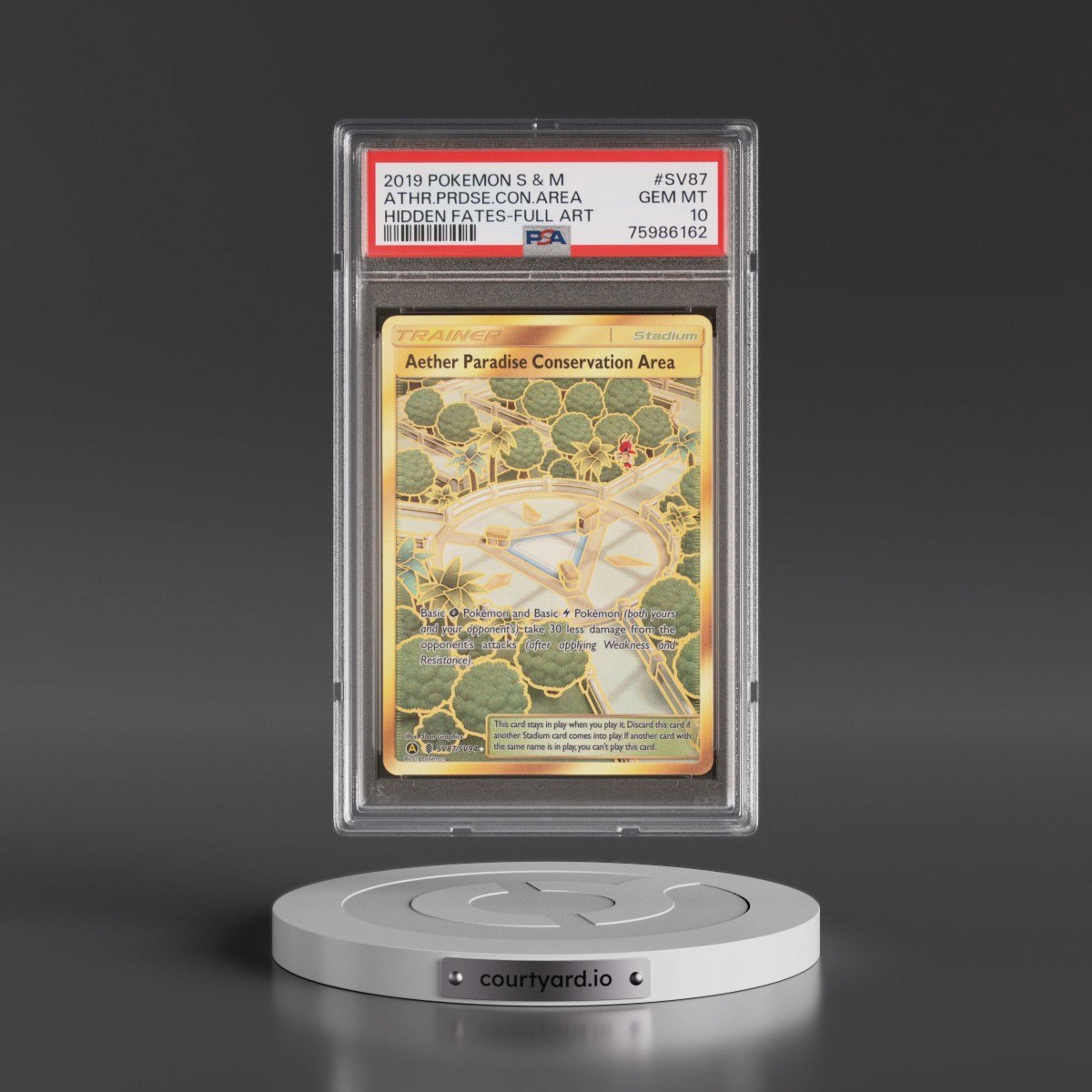 2019 Pokémon Sun & Moon Hidden Fates #SV87 Aether Paradise Conservation Area - Full Art (PSA 10 GEM MINT)
