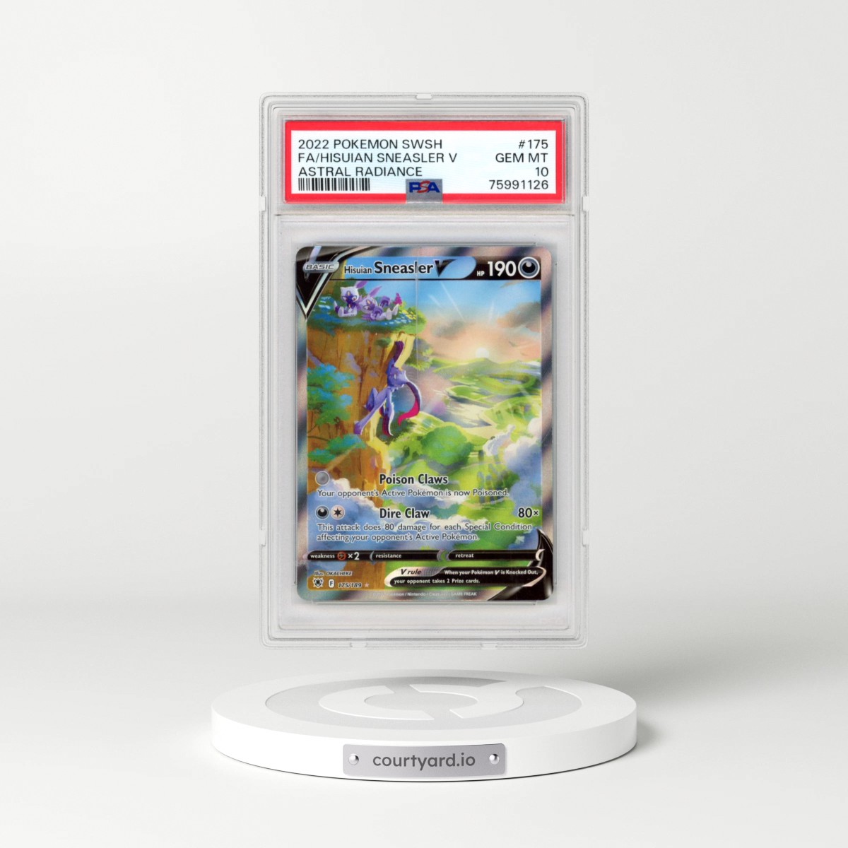 2022 Pokémon Sword & Shield Astral Radiance #175 Hisuian Sneasler V - Holo Full Art (PSA 10 GEM MINT)