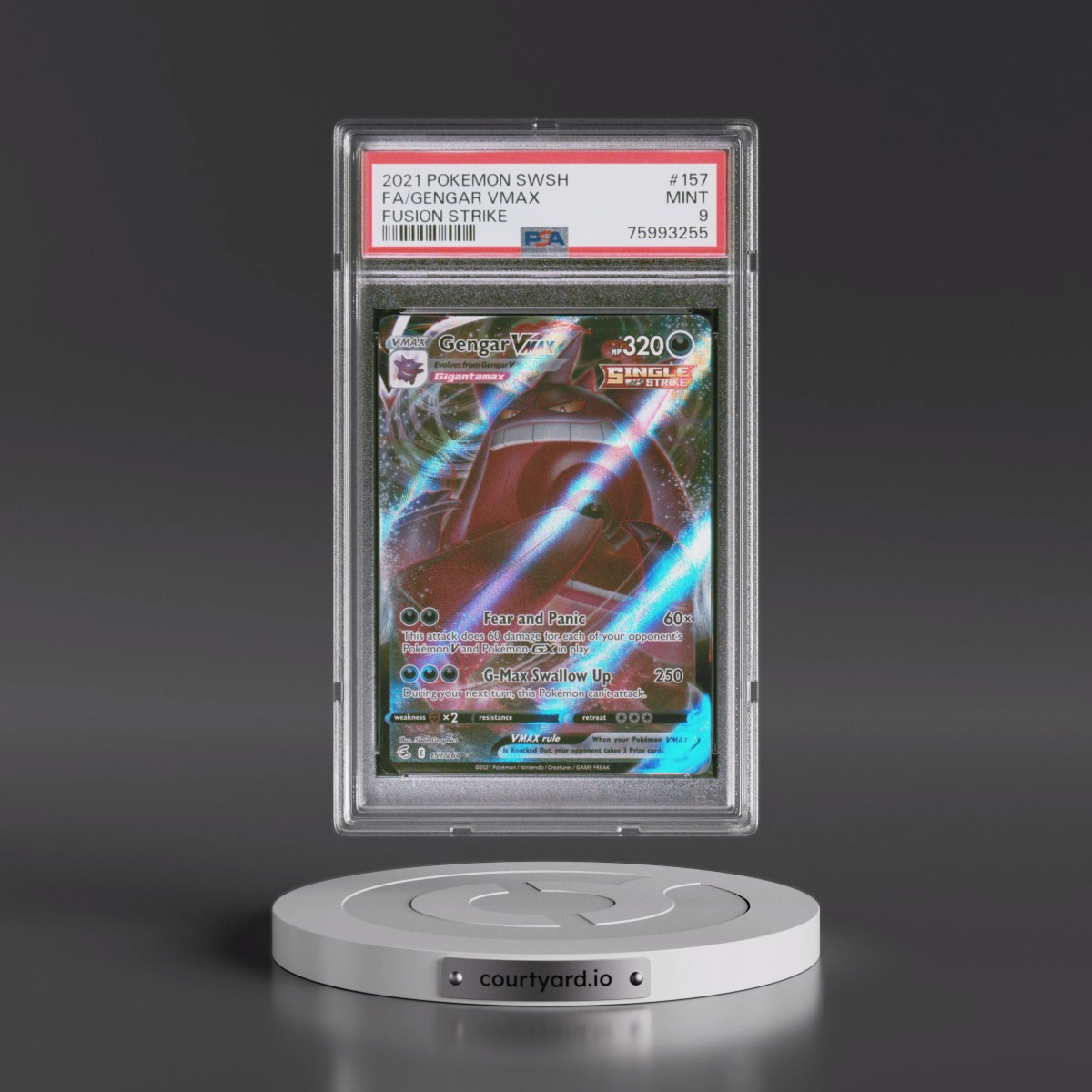 2021 Pokémon Sword & Shield Fusion Strike #157 Gengar Vmax - Full Art (PSA 9 MINT)