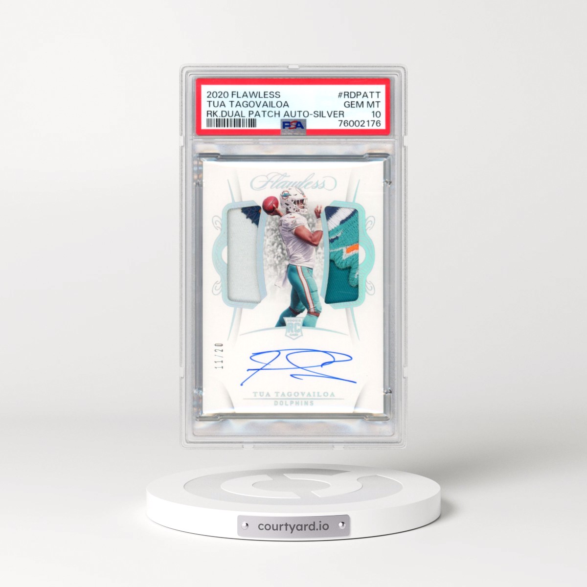 2020 Panini Flawless Rookie Dual Patch Autographs #RDPATT Tua Tagovailoa - Silver (PSA 10 GEM MINT)
