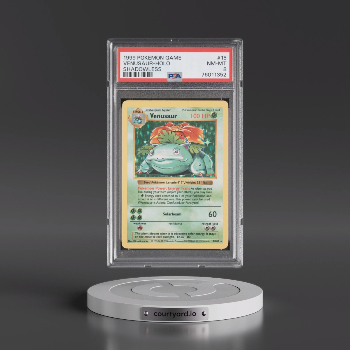 1999 Pokémon Game #15 Venusaur - Holo Shadowless (PSA 8 NM-MT)