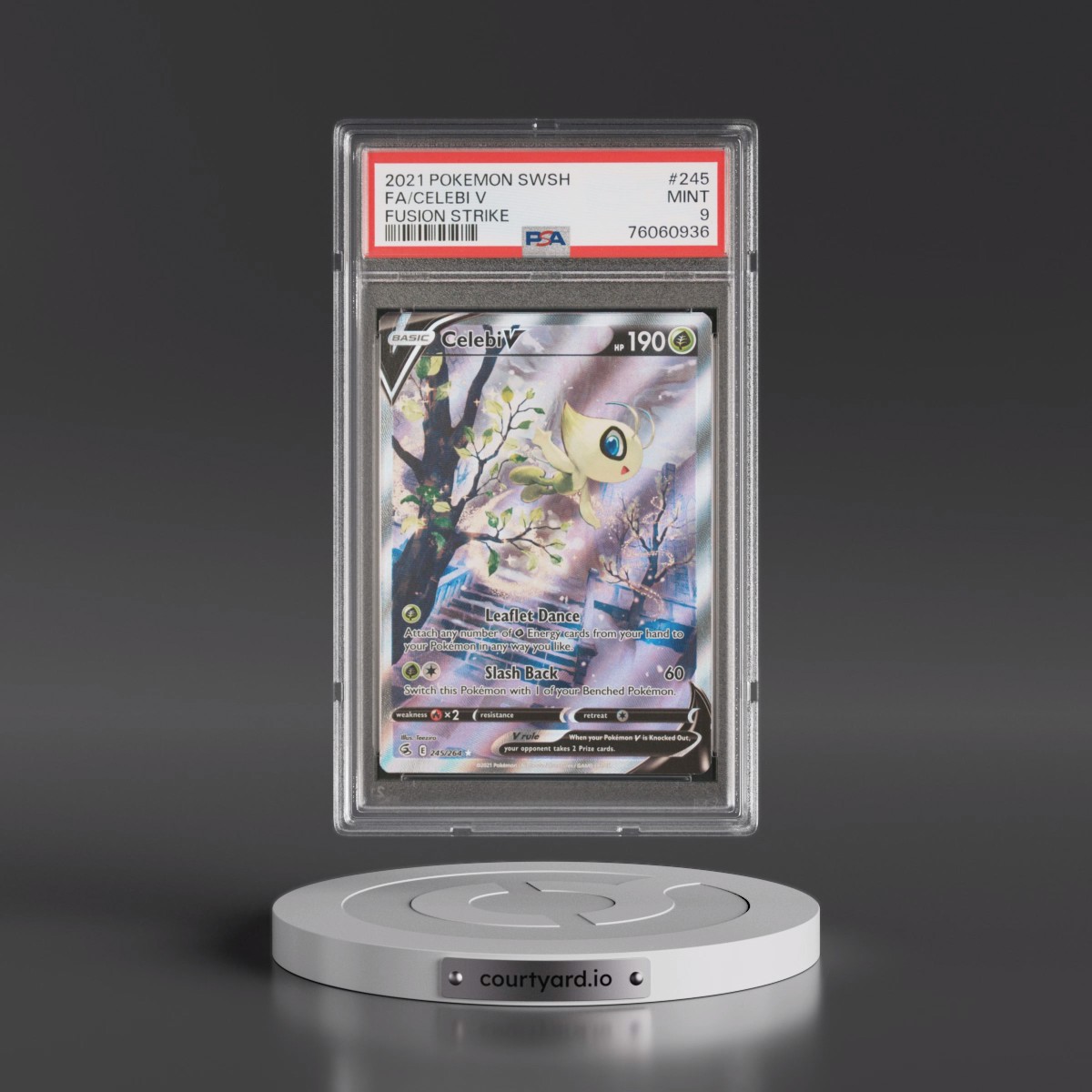 2021 Pokémon Sword & Shield Fusion Strike #245 Celebi V - Holo Full Art (PSA 9 MINT)