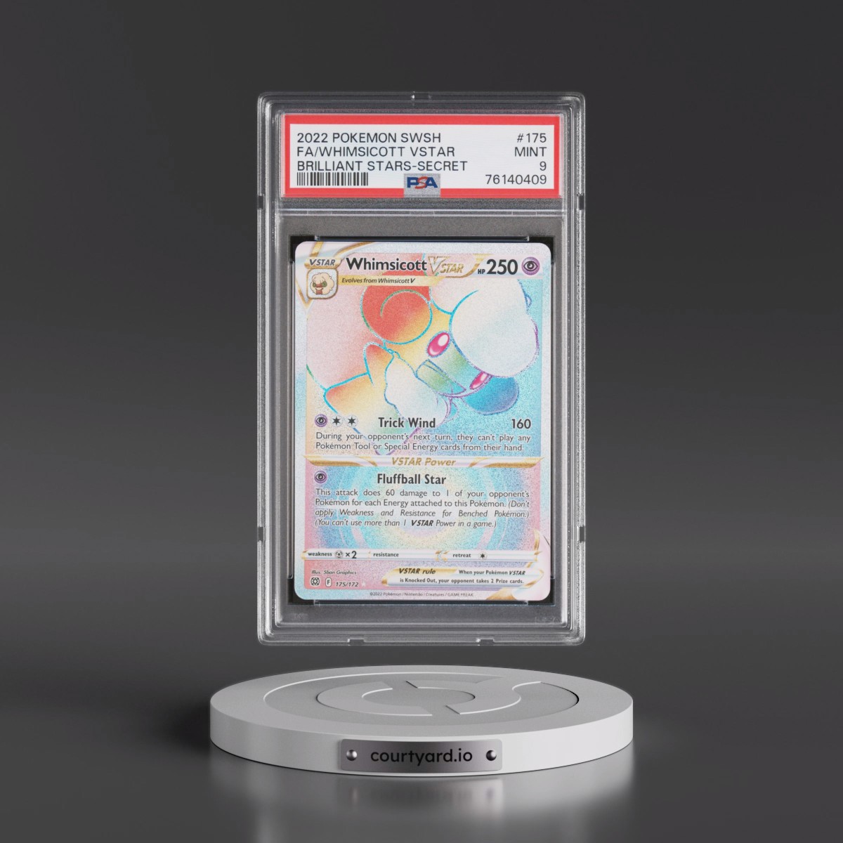 2022 Pokémon Sword & Shield Brilliant Stars #175 Whimsicott Vstar - Full Art Secret (PSA 9 MINT)