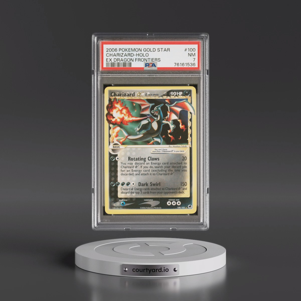 2006 Pokémon EX Dragon Frontiers #100 Charizard - Holo Gold Star (PSA 7 NM)
