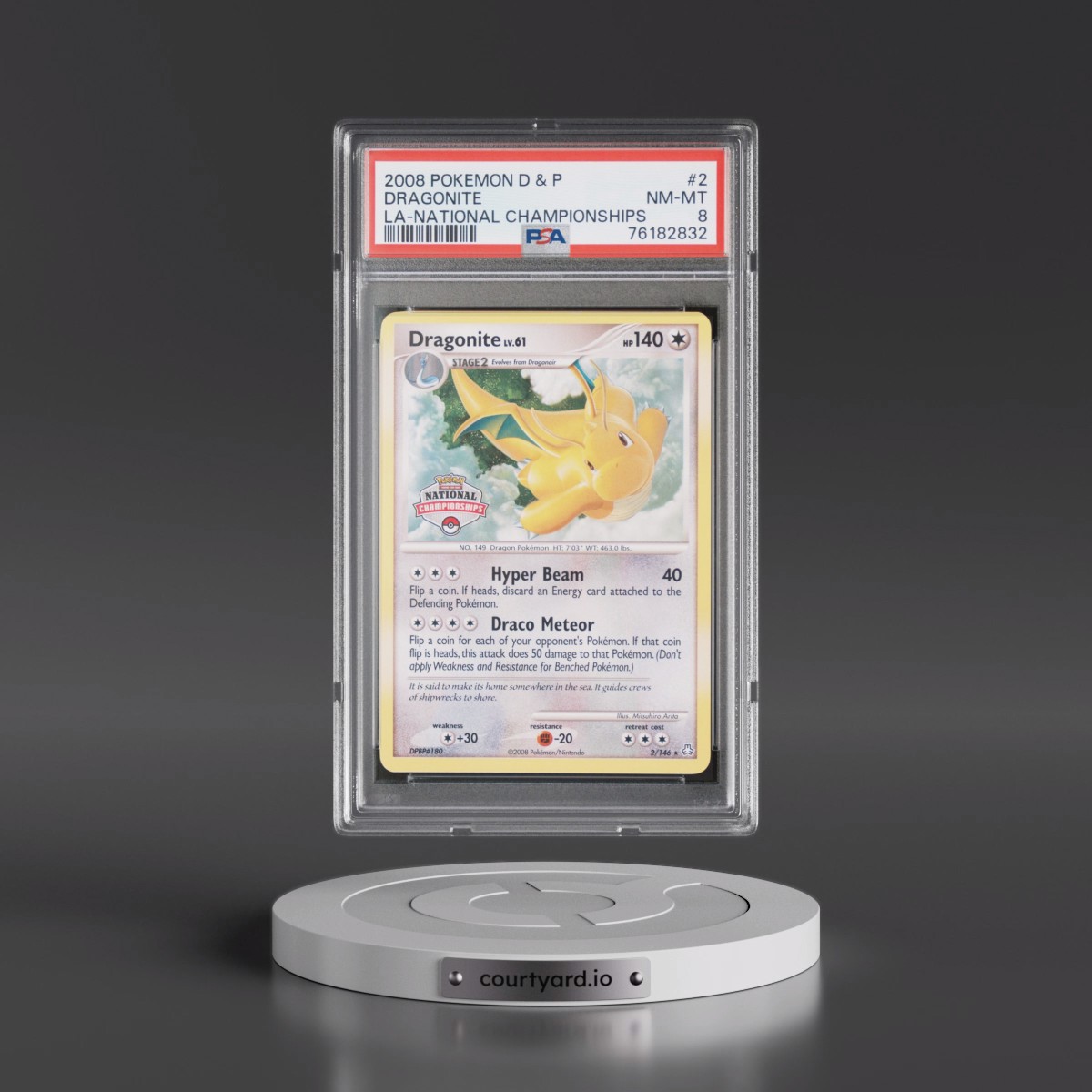 2008 Pokémon Diamond & Pearl Legends Awakened #2 Dragonite - National Championships (PSA 8 NM-MT)