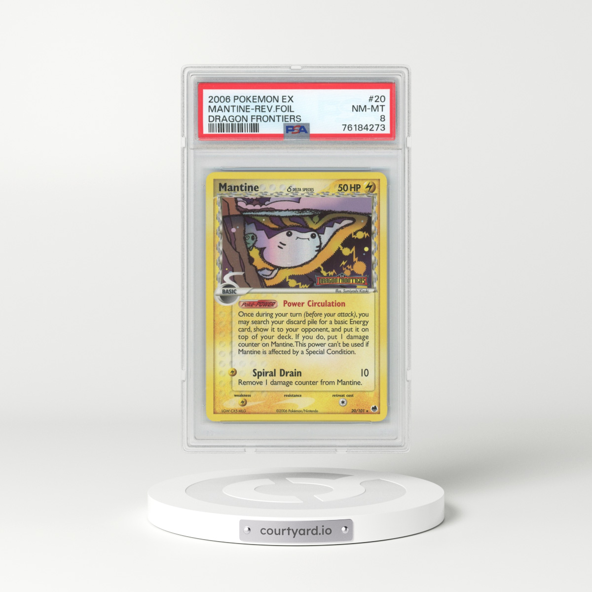 2006 Pokémon EX Dragon Frontiers #20 Mantine - Reverse Foil (PSA 8 NM-MT)