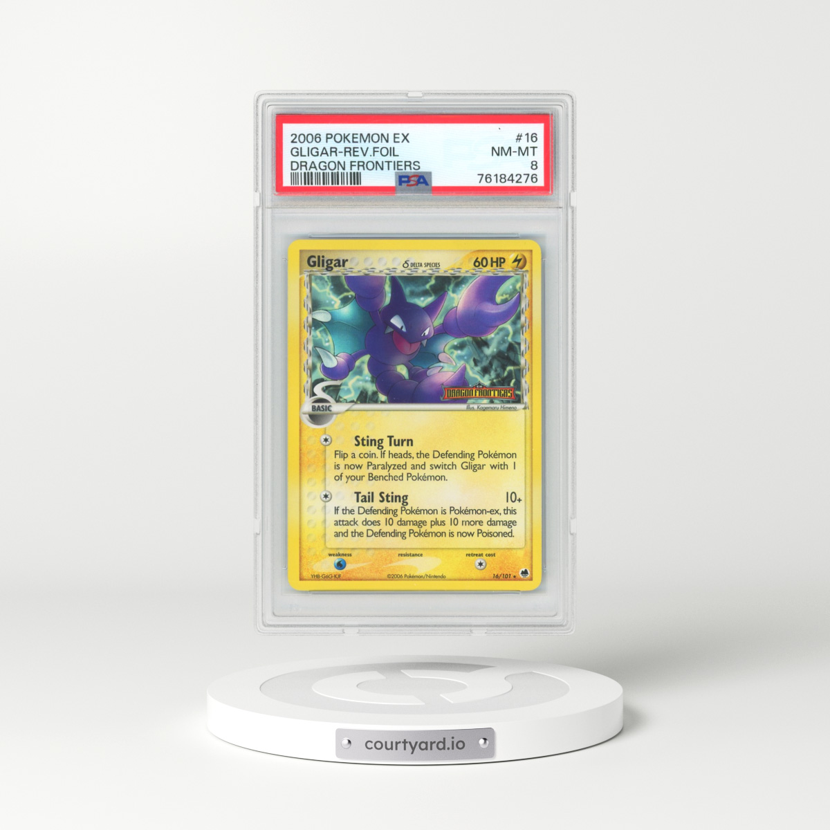 2006 Pokémon EX Dragon Frontiers #16 Gligar - Reverse Foil (PSA 8 NM-MT)