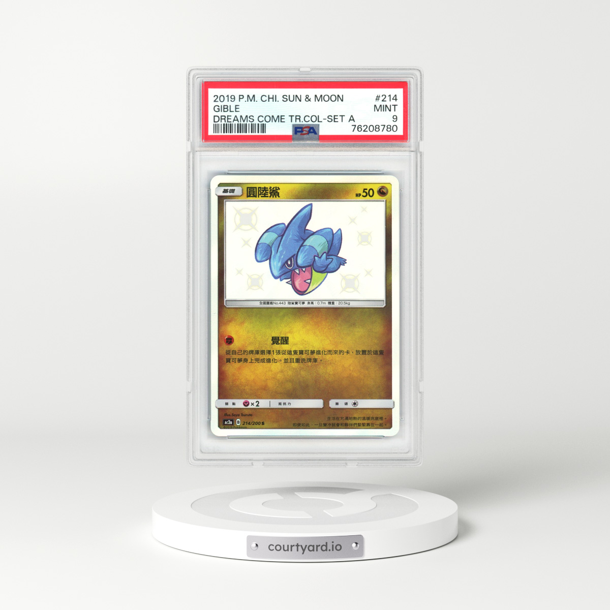 2019 Pokémon Sun & Moon Dreams Come True Collection #214 Gible - Set A (PSA 9 MINT)