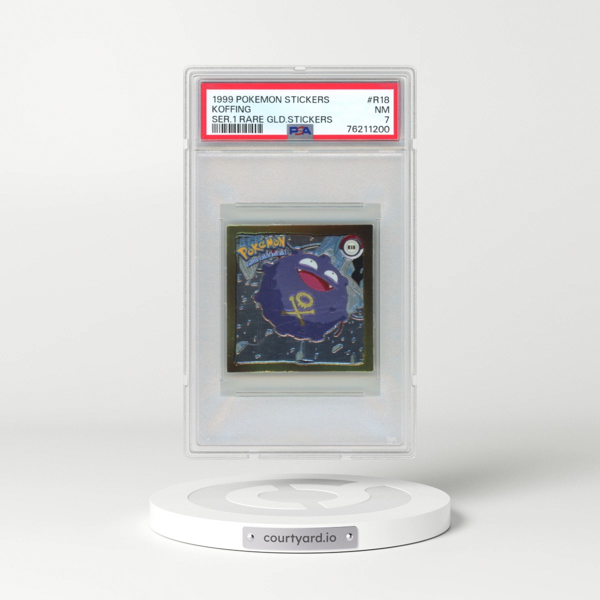 1999 Pokémon Stickers Series 1 Rare Gold Stickers #R18 Koffing (PSA 7 NM)