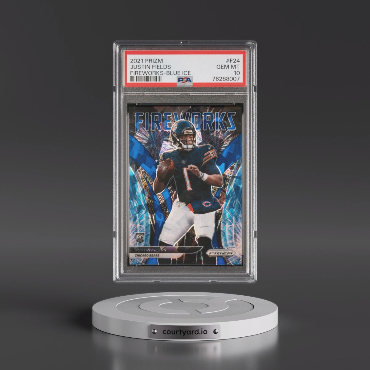 2021 Panini Prizm Fireworks Justin Fields - Blue Ice #F24 PSA 10