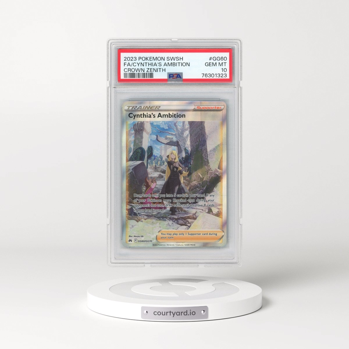 2023 Pokémon Sword and Shield Crown Zenith #GG60 Cynthia's Ambition - Full Art (PSA 10 GEM MINT)