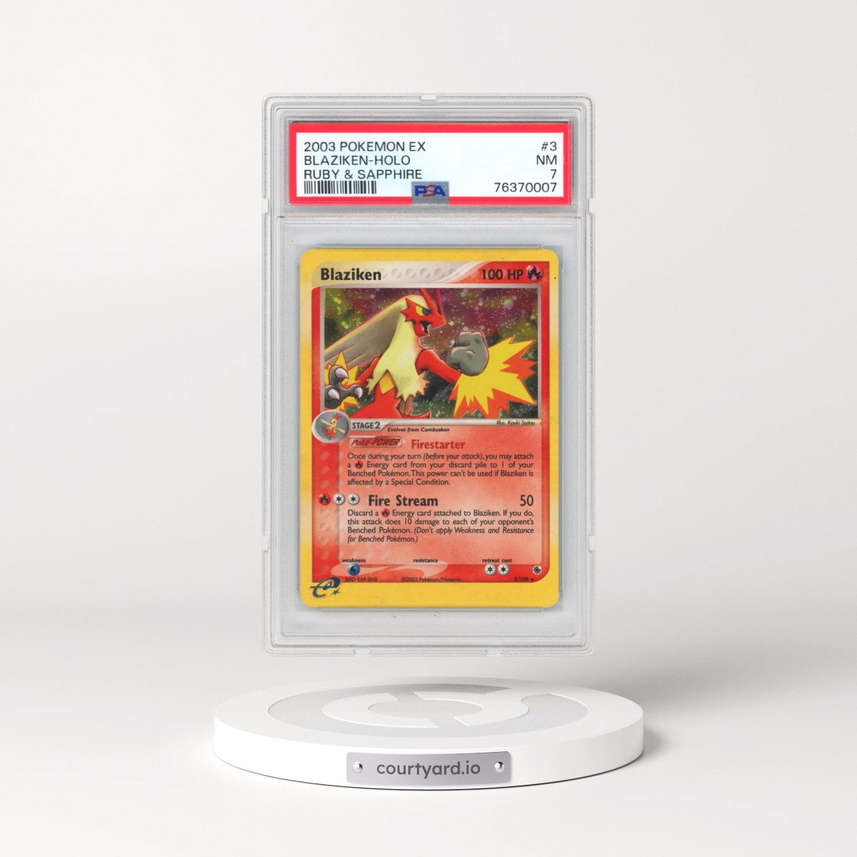 2003 Pokémon EX Ruby & Sapphire #3 Blaziken - Holo (PSA 7 NM)