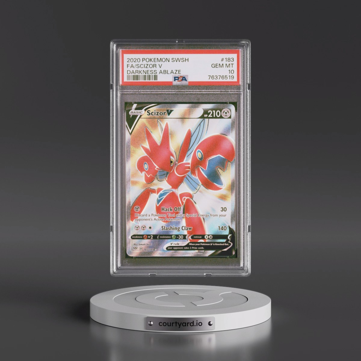 2020 Pokémon Sword & Shield Darkness Ablaze #183 Scizor V - Holo Full Art (PSA 10 GEM MINT)