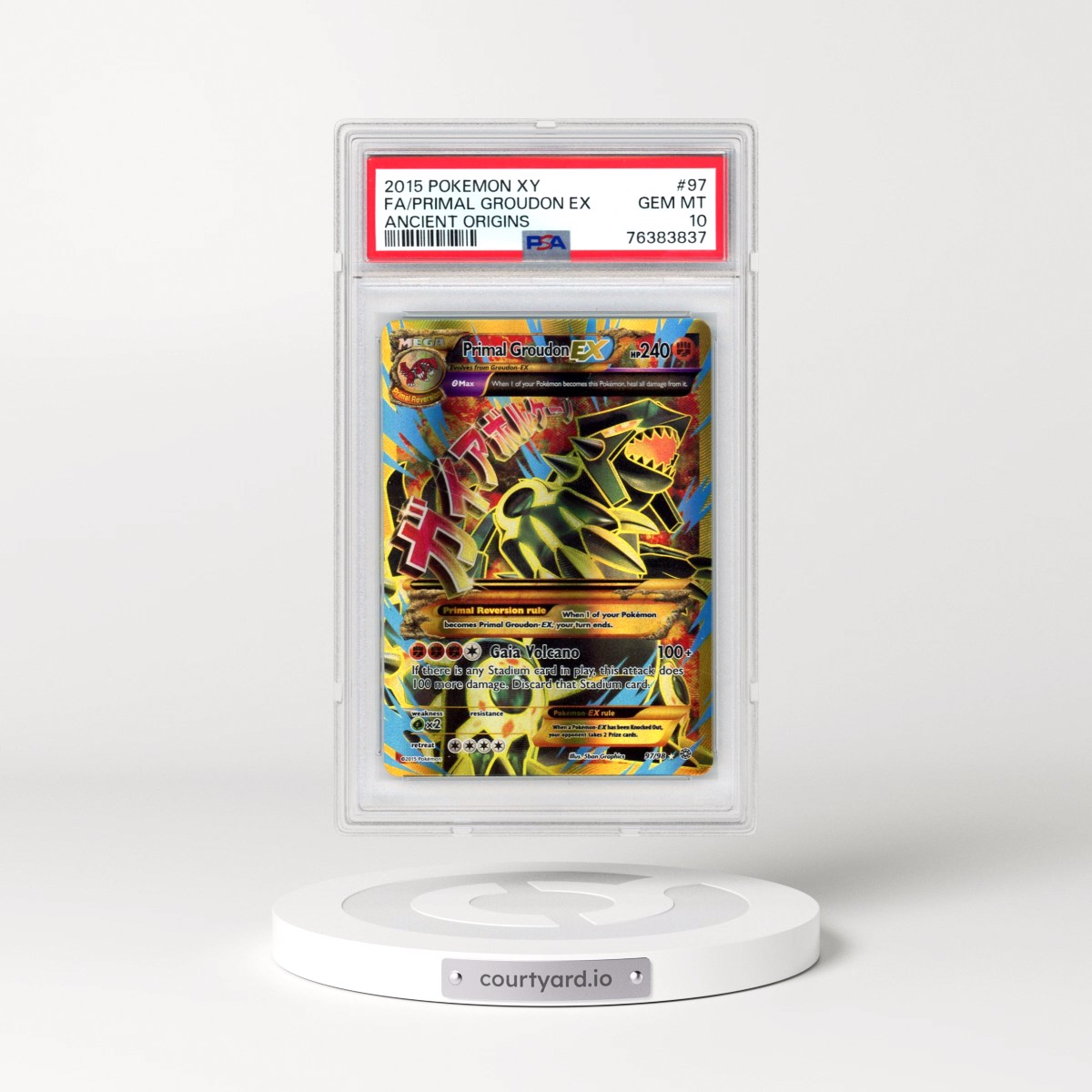 2015 Pokémon XY Ancient Origins #97 Primal Groudon EX - Holo Full Art (PSA 10 GEM MINT)