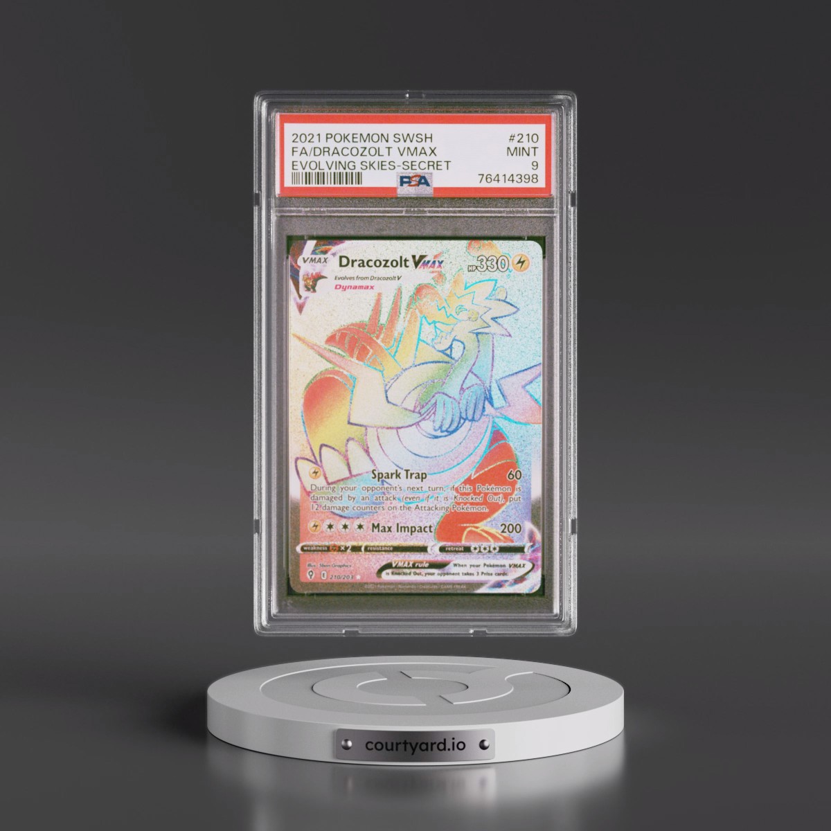2021 Pokémon Sword & Shield Evolving Skies #210 Dracozolt Vmax - Full Art Secret (PSA 9 MINT)