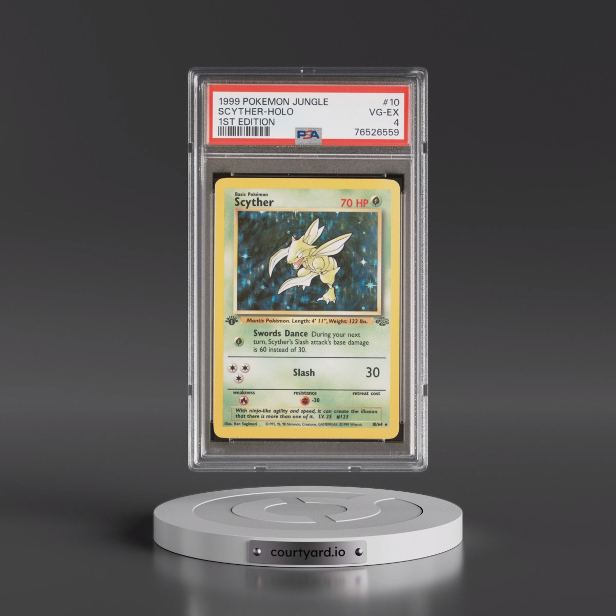 1999 Pokémon Jungle Scyther - 1st Edition Holo #10 PSA 4
