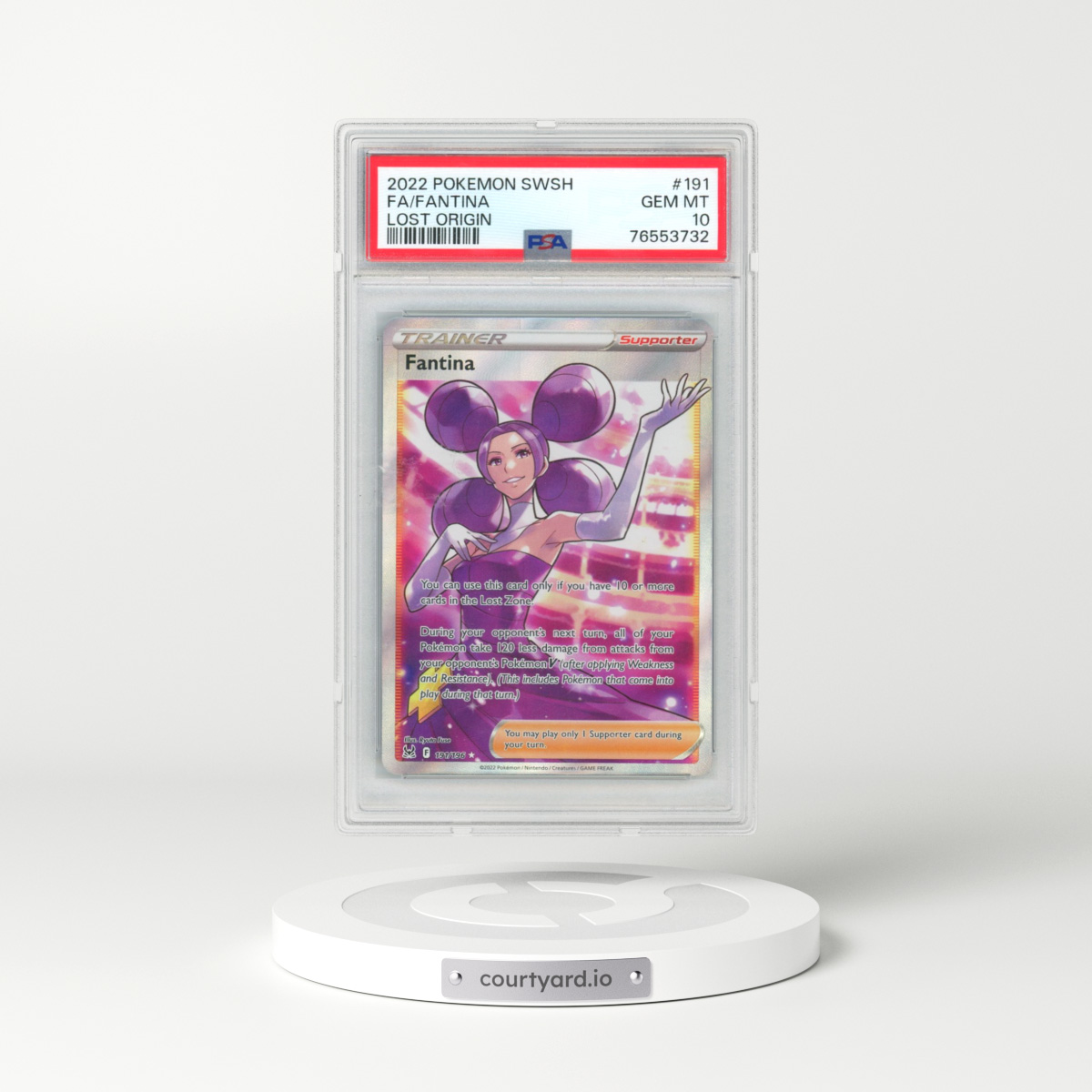 2022 Pokémon Sword & Shield Lost Origin #191 Fantina - Full Art (PSA 10 GEM MINT)