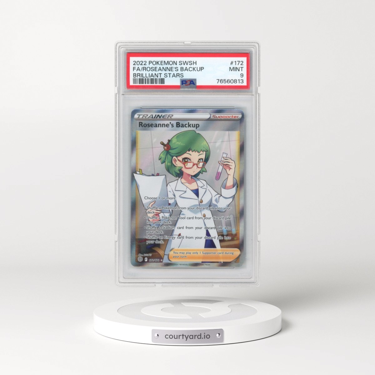 2022 Pokémon Sword & Shield Brilliant Stars #172 Roseanne's Backup - Full Art (PSA 9 MINT)