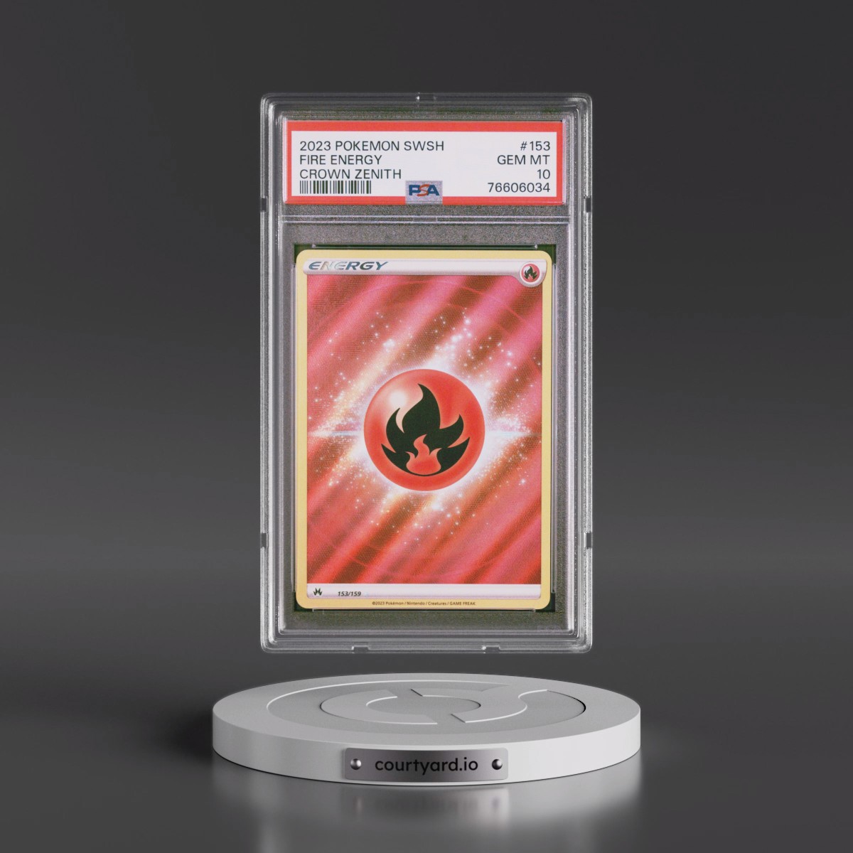 2023 Pokémon Sword and Shield Crown Zenith #153 Fire Energy (PSA 10 GEM MINT)