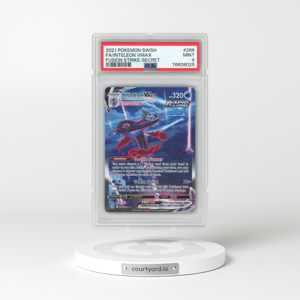 2021 Pokémon Sword & Shield Fusion Strike #266 Inteleon Vmax - Full Art Secret (PSA 9 MINT)