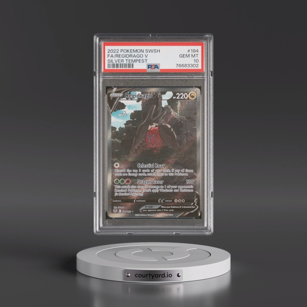 2022 Pokémon Sword & Shield Silver Tempest #184 Regidrago V - Holo Full Art (PSA 10 GEM MINT)