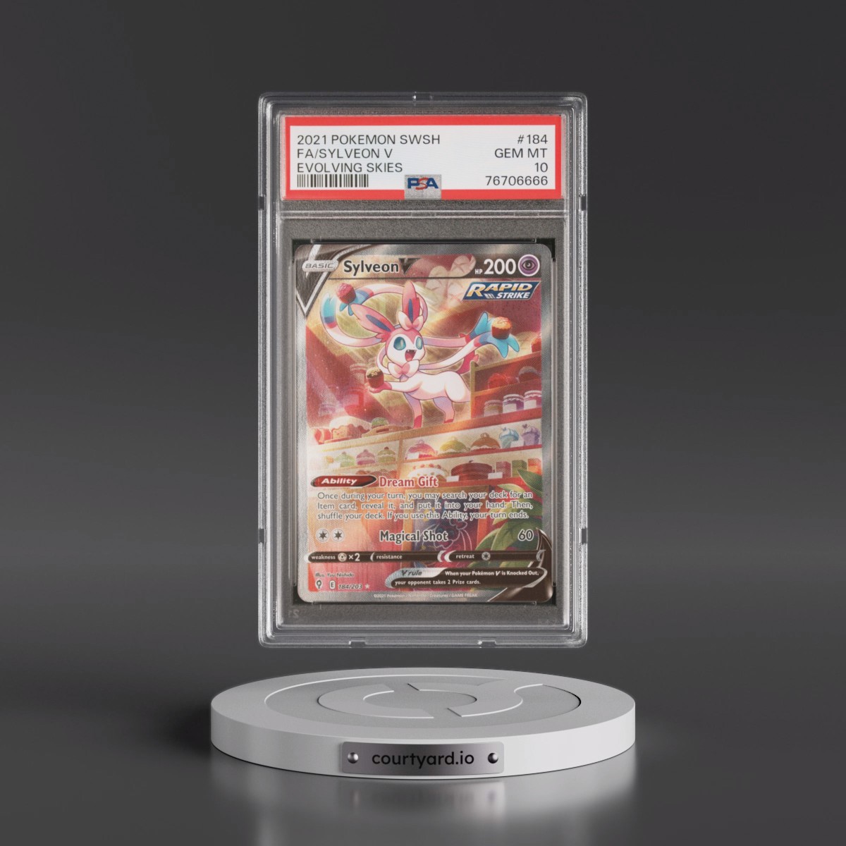 2021 Pokémon Sword & Shield Evolving Skies #184 Sylveon V - Holo Full Art (PSA 10 GEM MINT)