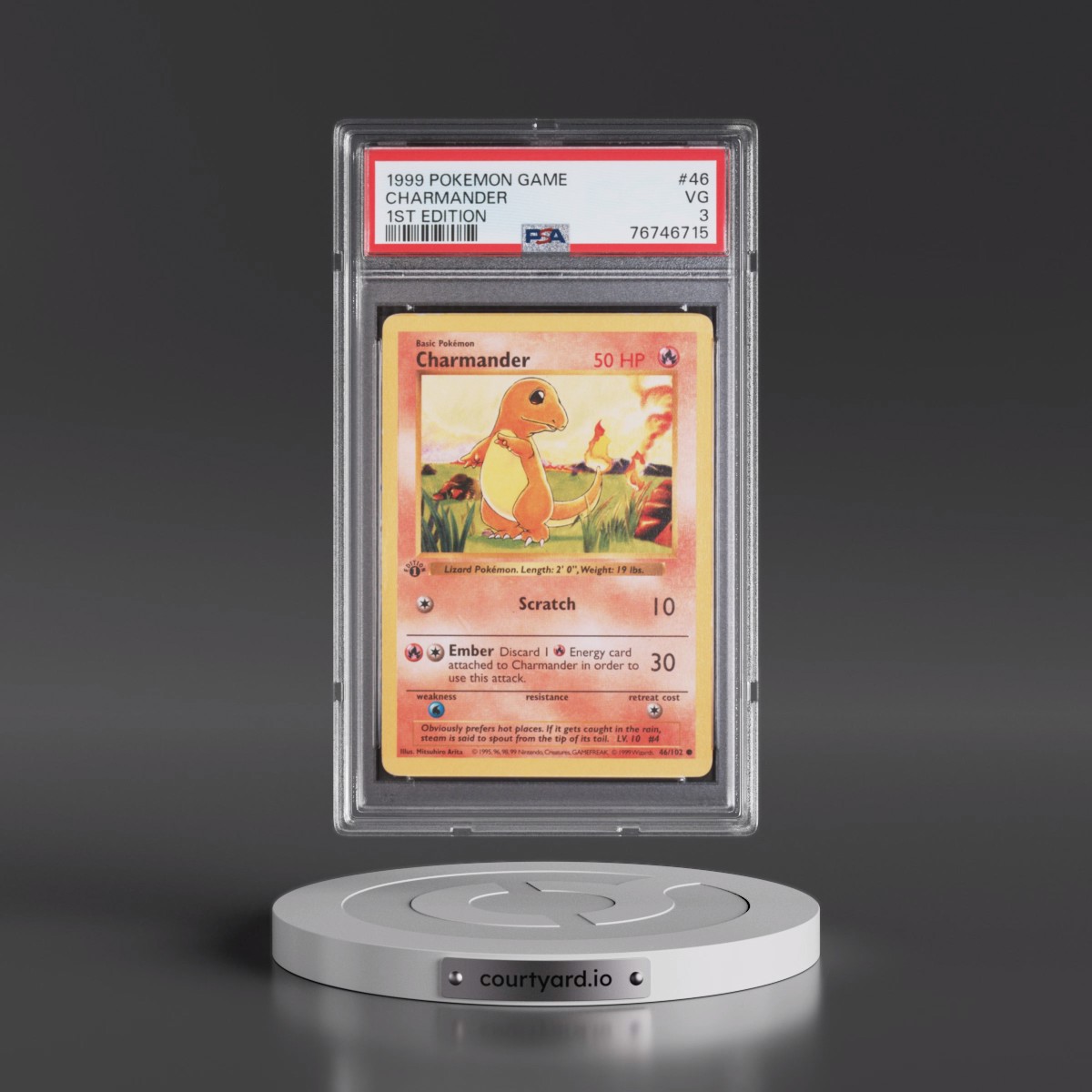1999 Pokémon Game #46 Charmander - 1st Edition (PSA 3 VG)