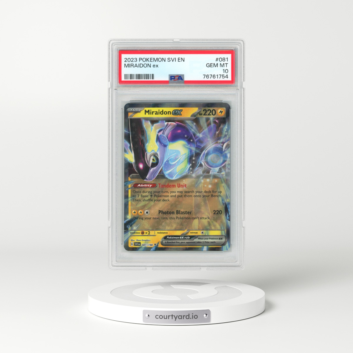 2023 Pokémon Svi EN-Scarlet & Violet #081 Miraidon EX - Holo (PSA 10 GEM MINT)