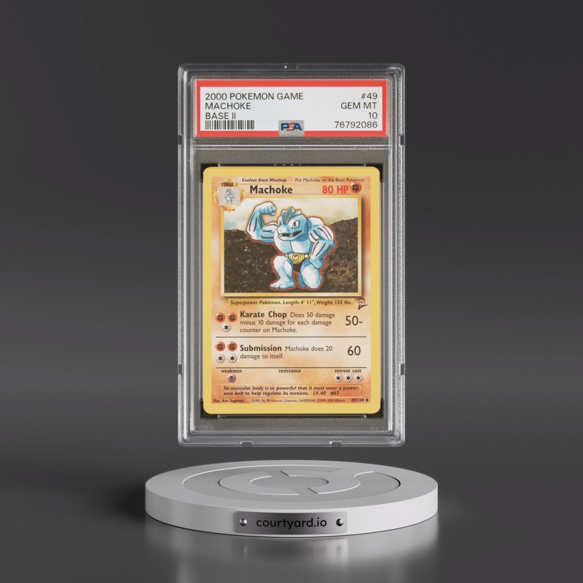 2000 Pokémon Game Base II #49 Machoke (PSA 10 GEM MINT)