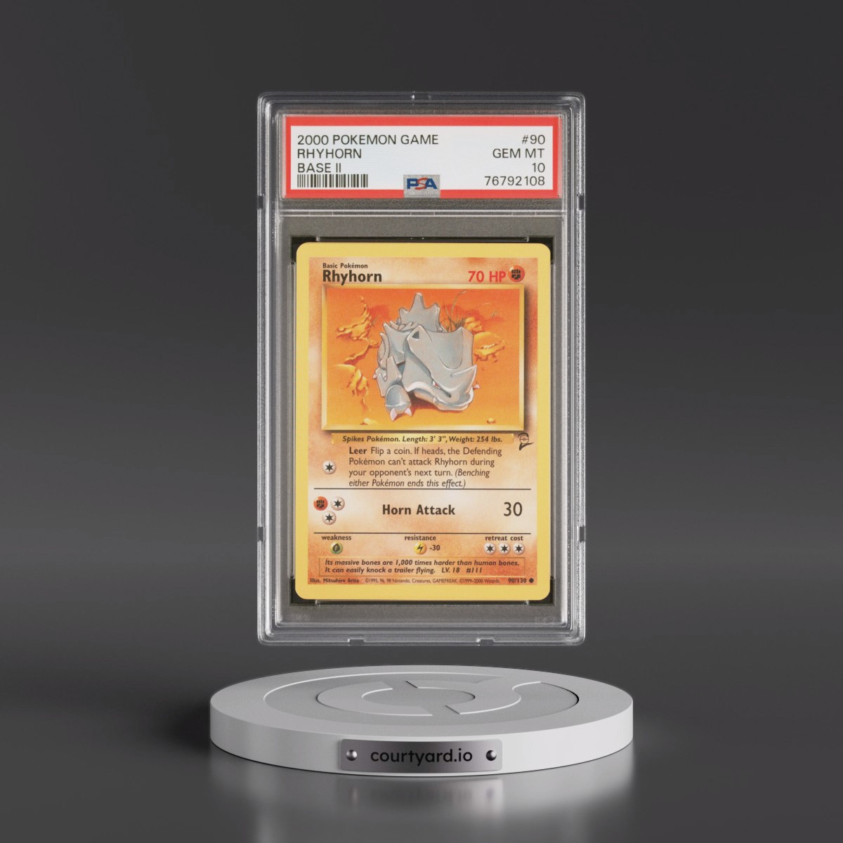 2000 Pokémon Game Base II #90 Rhyhorn (PSA 10 GEM MINT)
