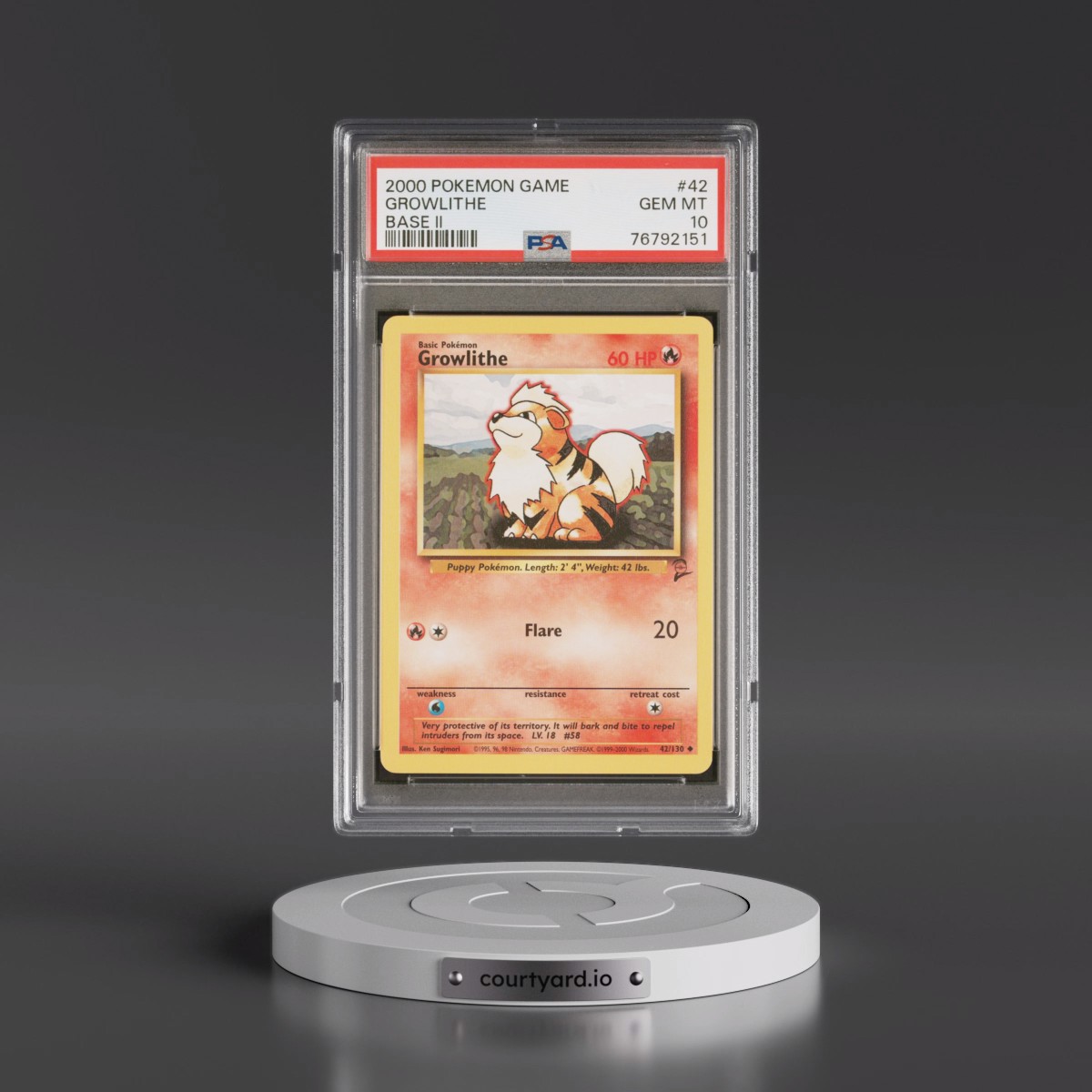 2000 Pokémon Game Base II #42 Growlithe (PSA 10 GEM MINT)
