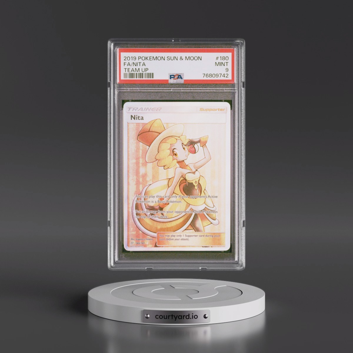 2019 Pokémon Sun & Moon Team Up #180 Nita - Full Art (PSA 9 MINT)