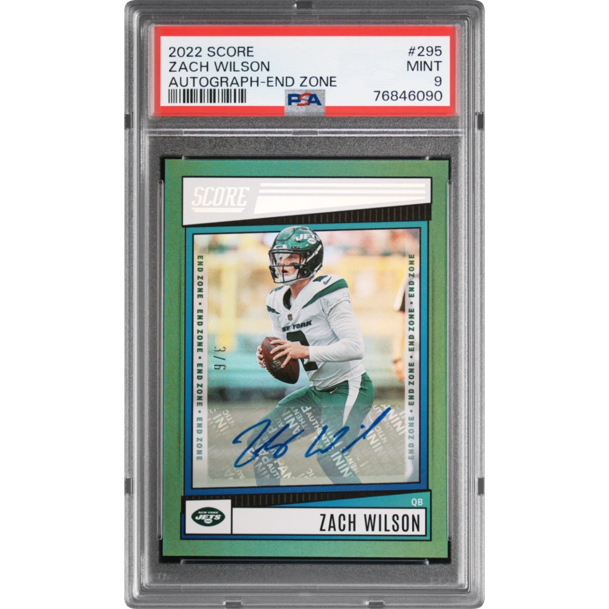 2022 Panini Score #295 Zach Wilson - Autograph-End Zone (PSA 9 MINT)