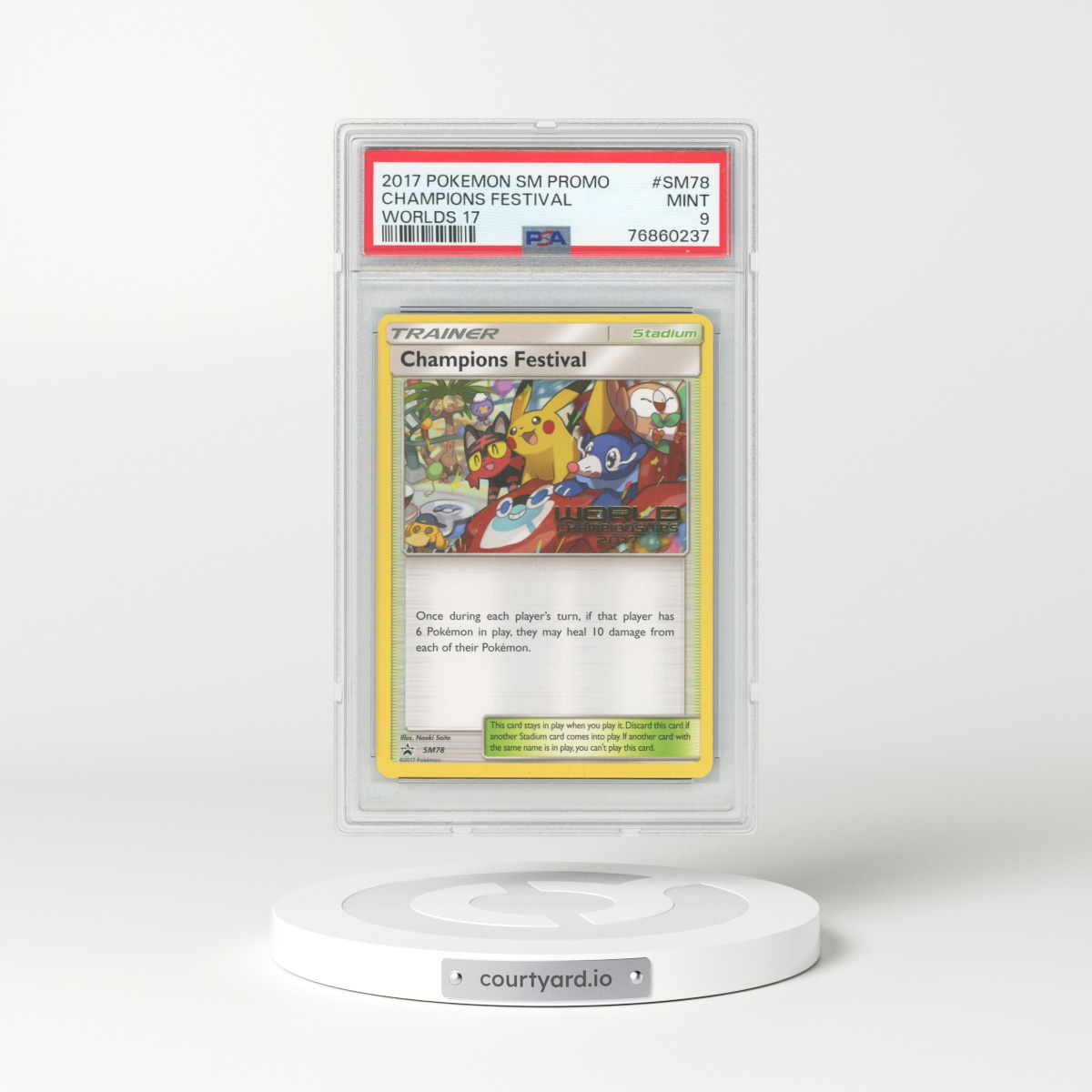 2017 Sun & Moon Promos #SM78 Champions Festival - Worlds 17 (PSA 9 MINT)