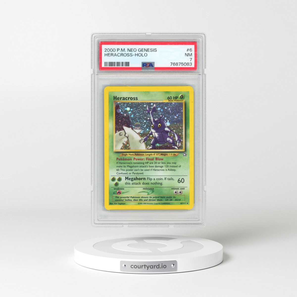 2000 Pokémon Neo Genesis #6 Heracross - Holo (PSA 7 NM)
