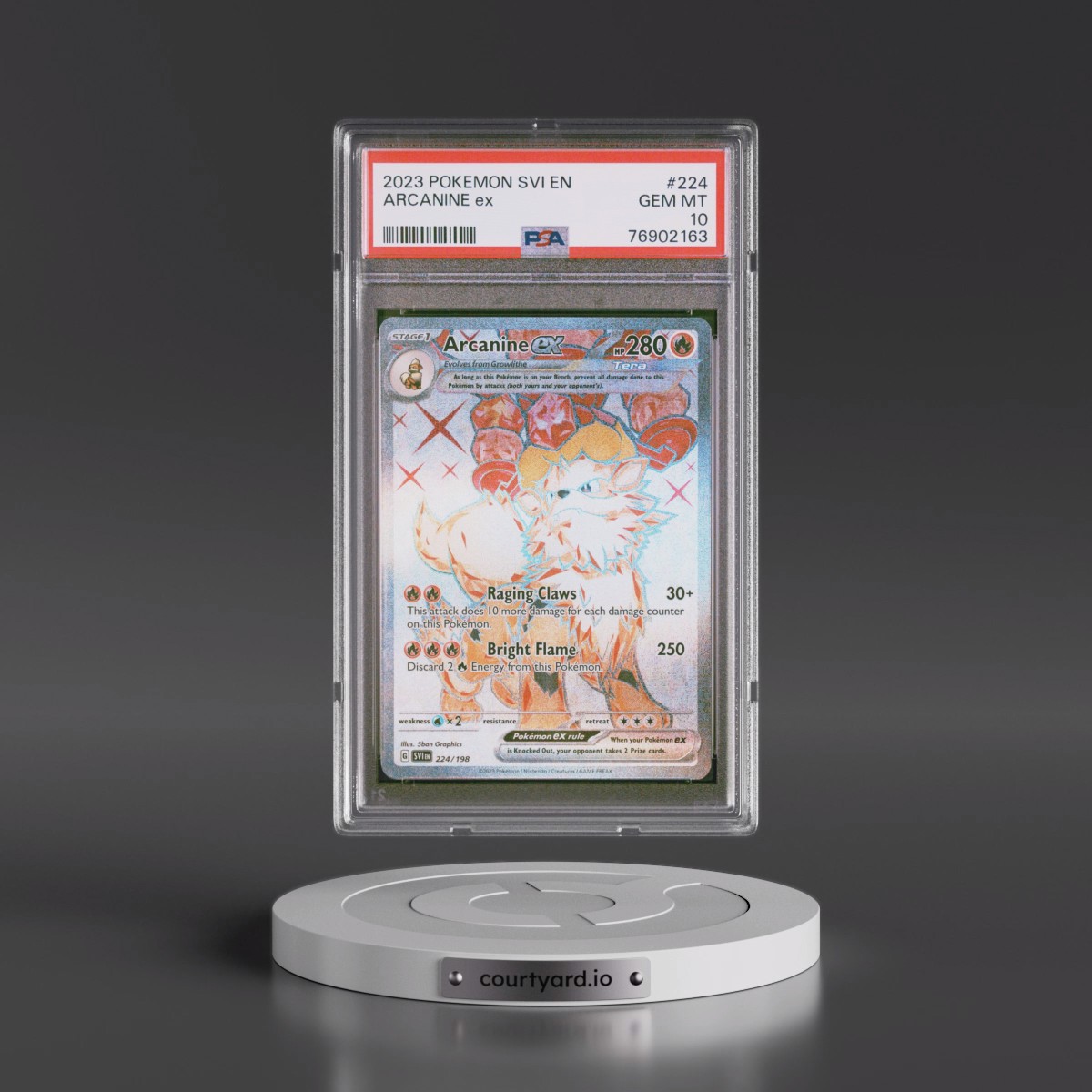 2023 Pokémon Svi EN-Scarlet & Violet #224 Arcanine EX - Holo Ultra Rare (PSA 10 GEM MINT)