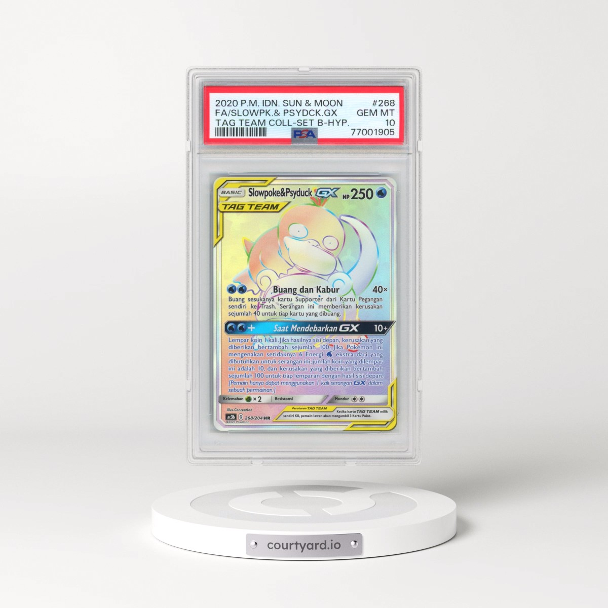 2020 Pokémon Sun & Moon Tag Team Collection #268 Slowpoke & Psyduck GX-Hyper - Full Art Set B (PSA 10 GEM MINT)