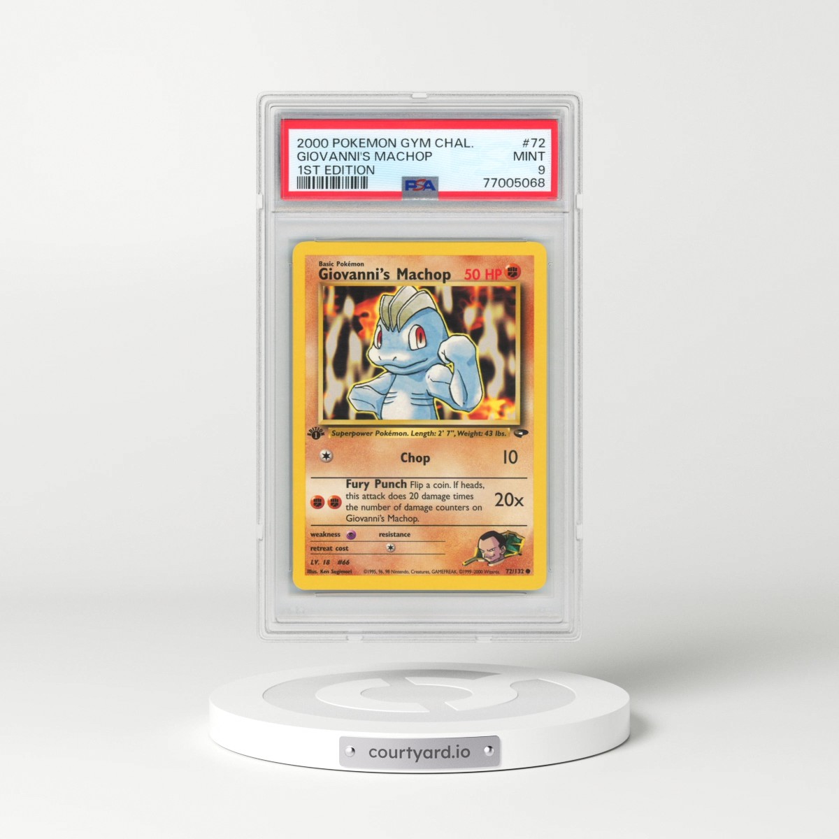 2000 Pokémon Gym Challenge #72 Giovanni's Machop - 1st Edition (PSA 9 MINT)