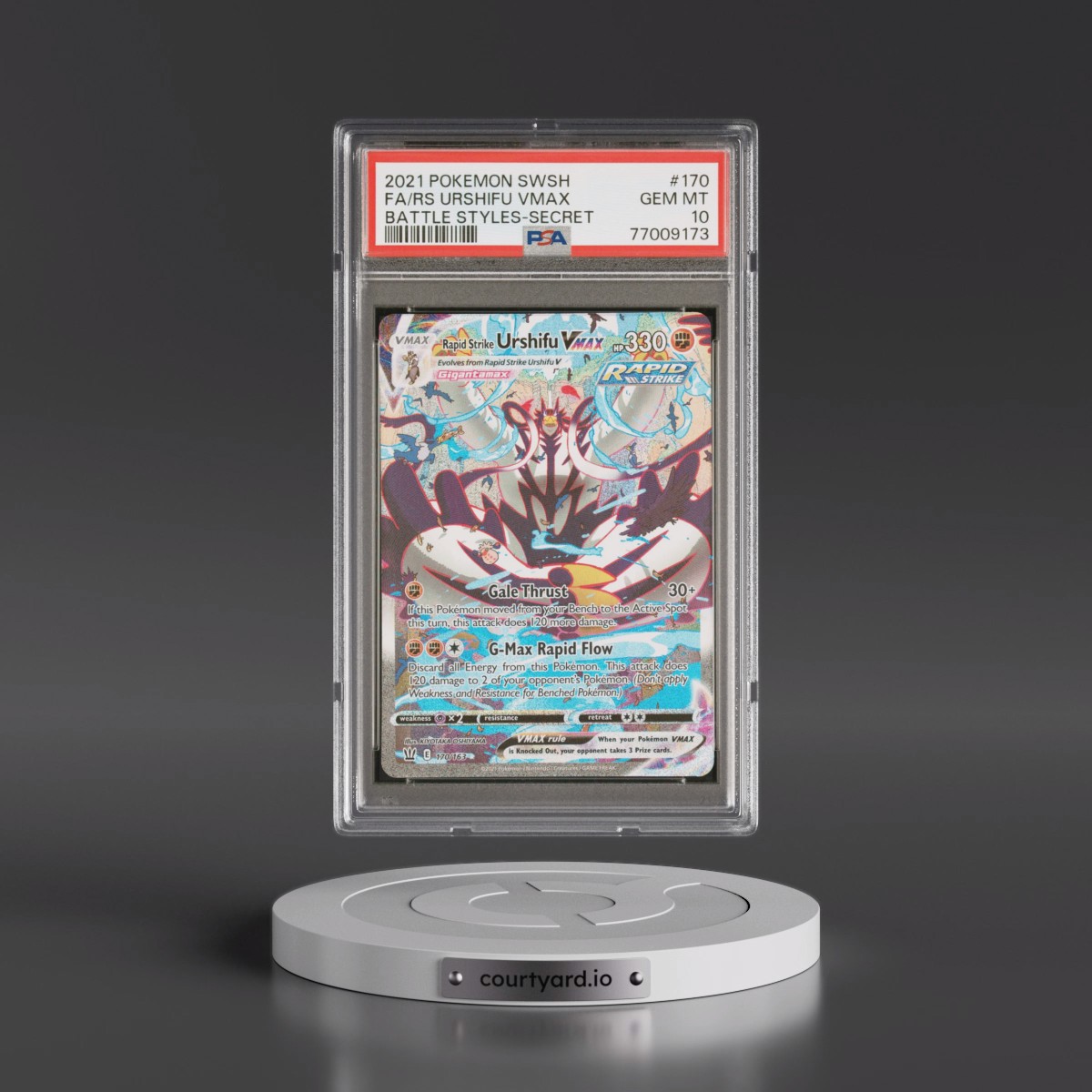 2021 Pokémon Sword & Shield Battle Styles #170 Rapid Strike Urshifu Vmax - Full Art Secret (PSA 10 GEM MINT)