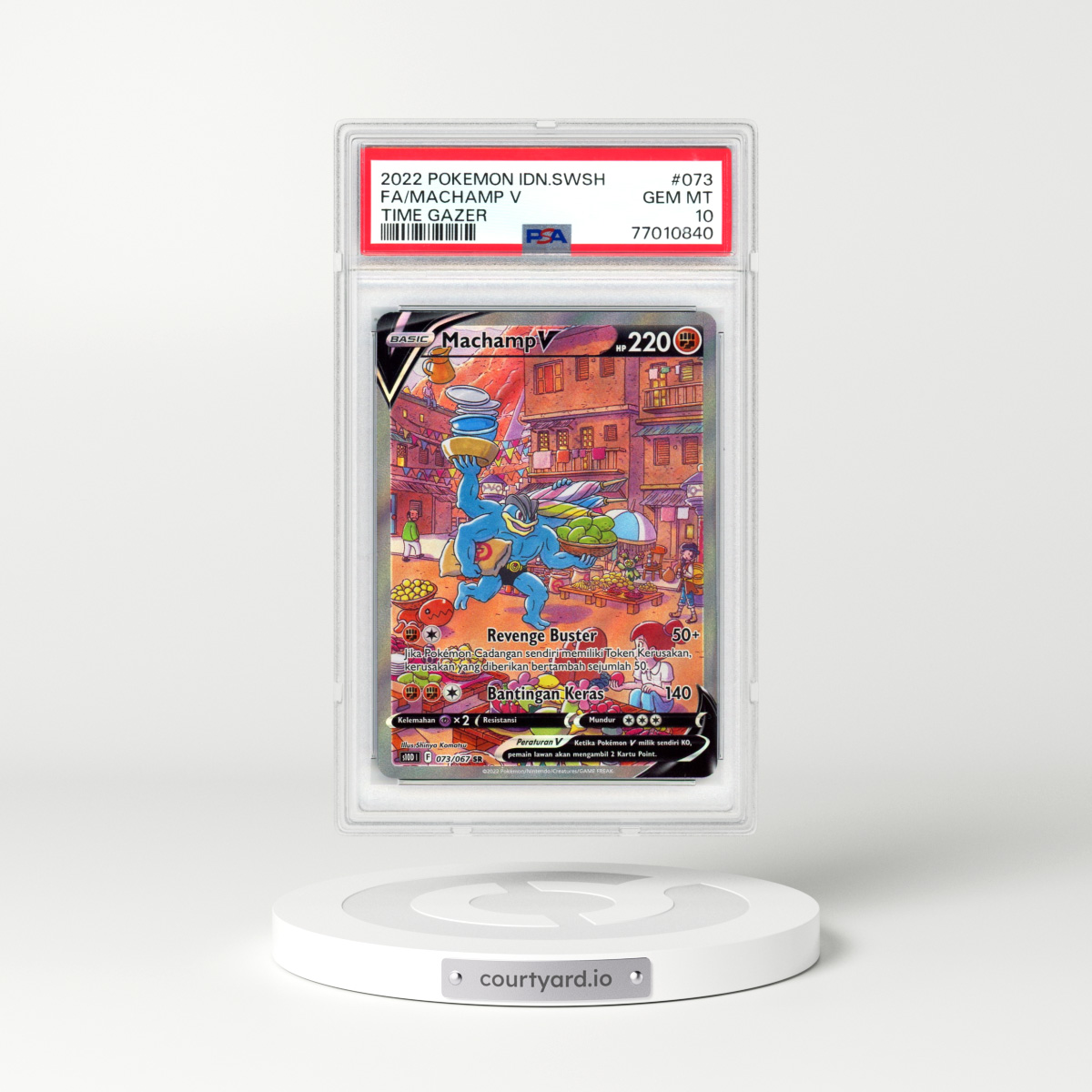 2022 Indonesian Time Gazer #73 Machamp V - Full Art Holo (PSA 10 GEM MINT)