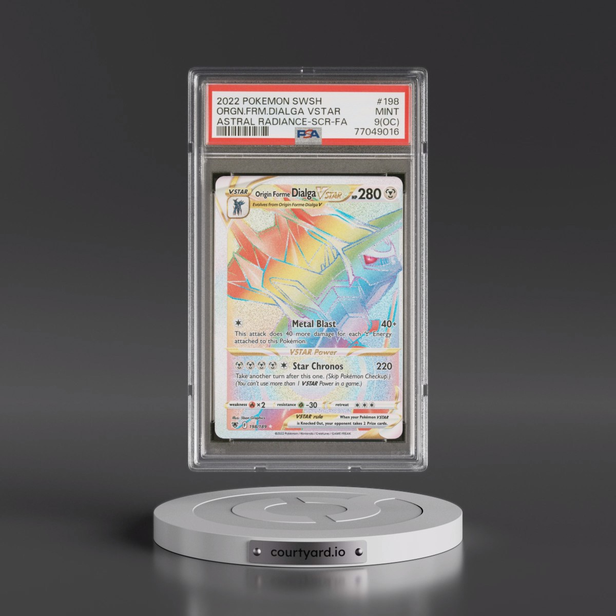 2022 Pokémon Sword & Shield Astral Radiance #198 Origin Forme Dialga Vstar - Full Art Secret (PSA 9 MINT)
